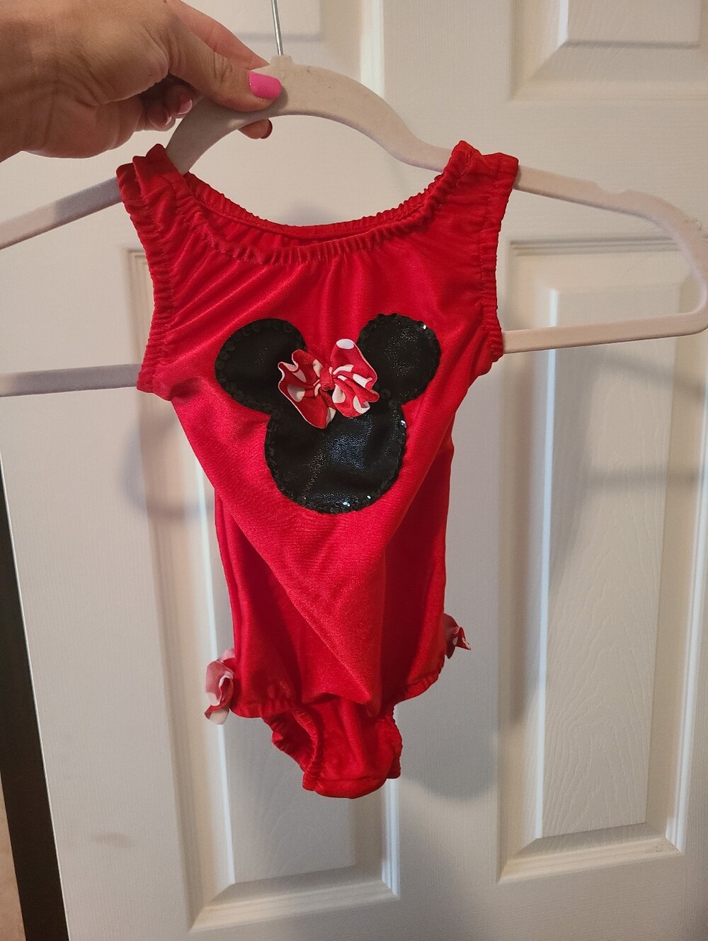 Red Girls Sleeveless Minnie Mouse Onesie